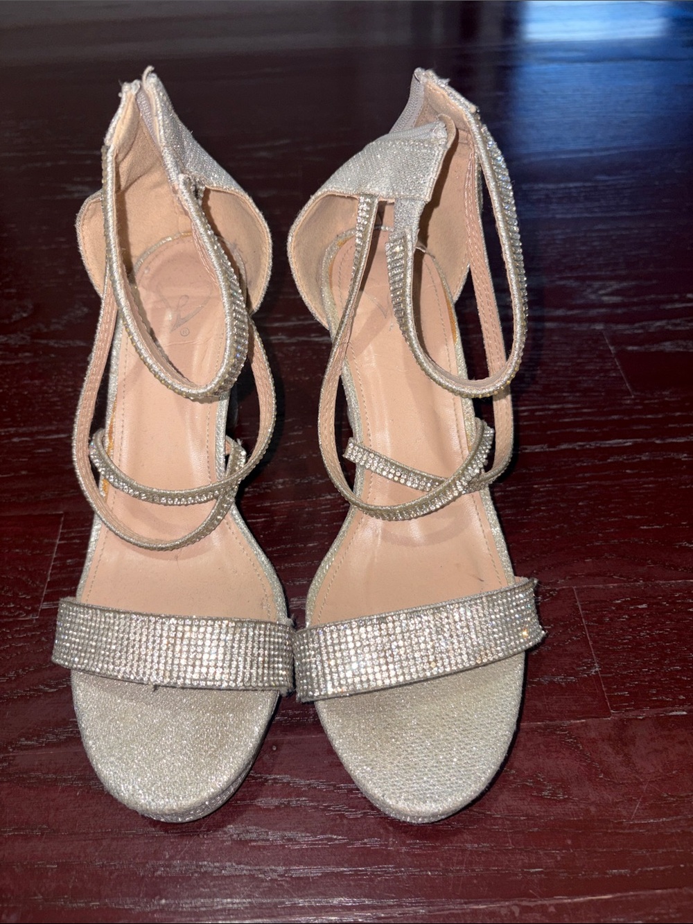 Women's Sparkle Strappy High Heel Sandals - Silver